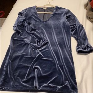 Velvet Ballon-Sleeve Mini Dress